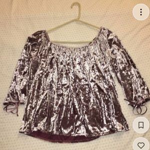 American Eagle Metallic Pink Crushed Velvet Top 🪩